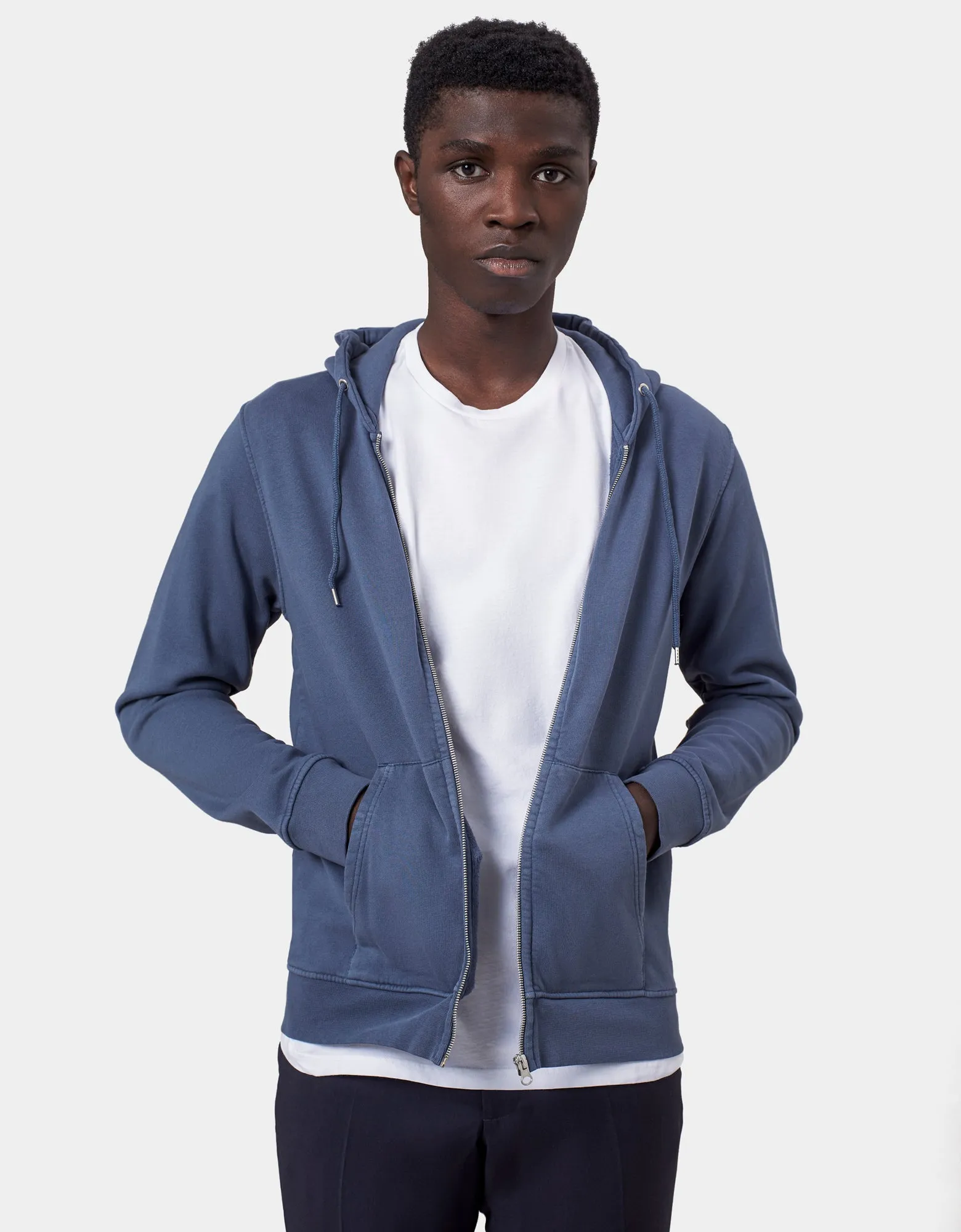 Classic Organic Zip Hood - Pacific Blue