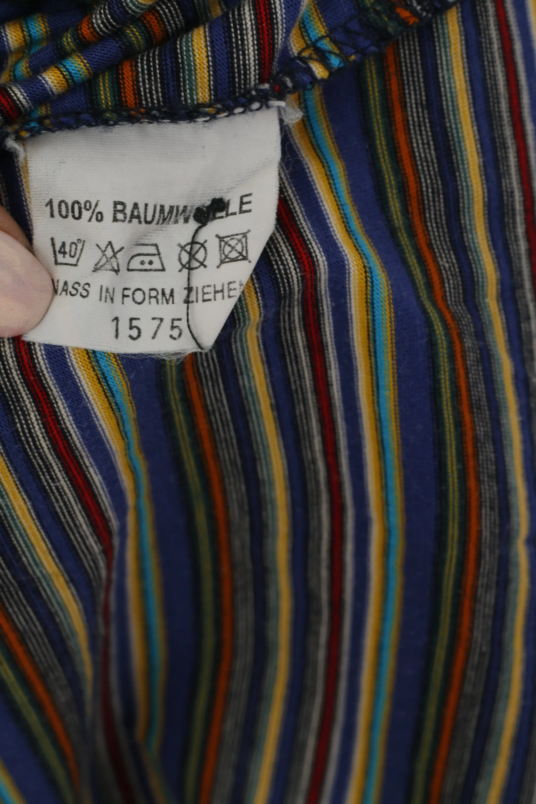 Claudio Campione Men L Polo Shirt Navy Striped Cotton Vintage Classic Retro Top