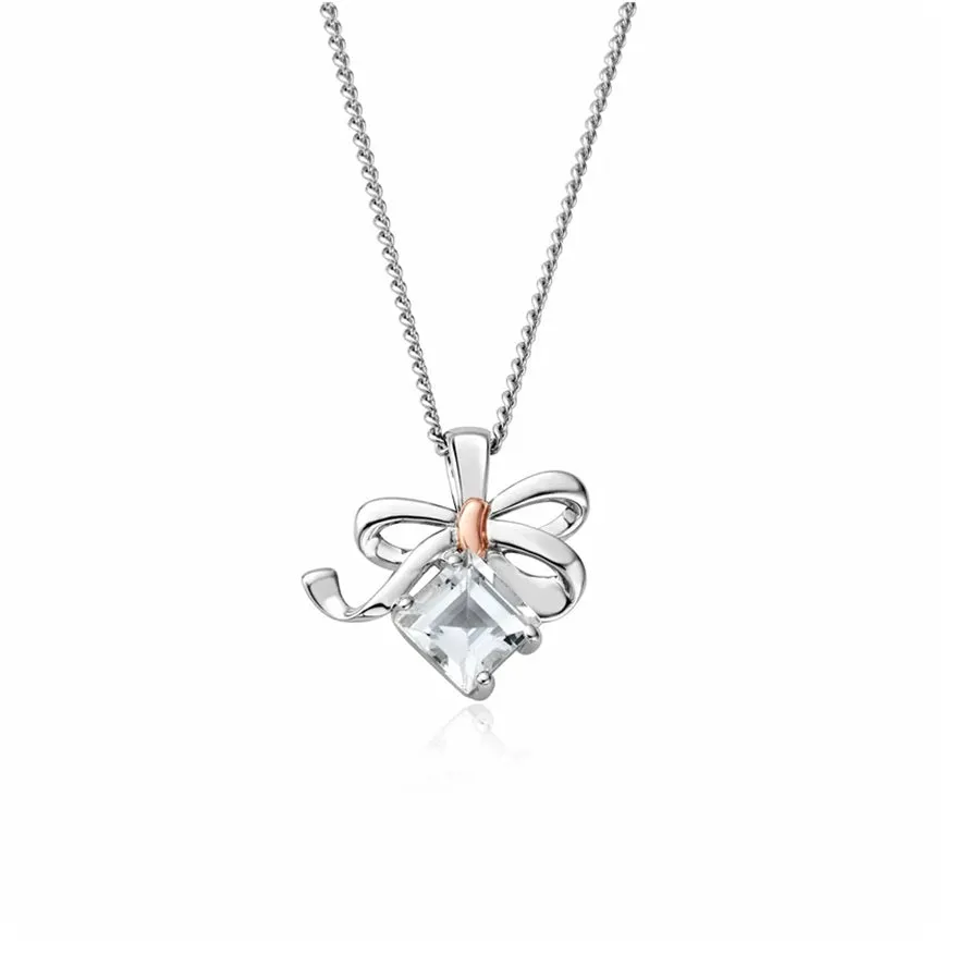 Clogau White Topaz Bow Necklace 3SCGS0714