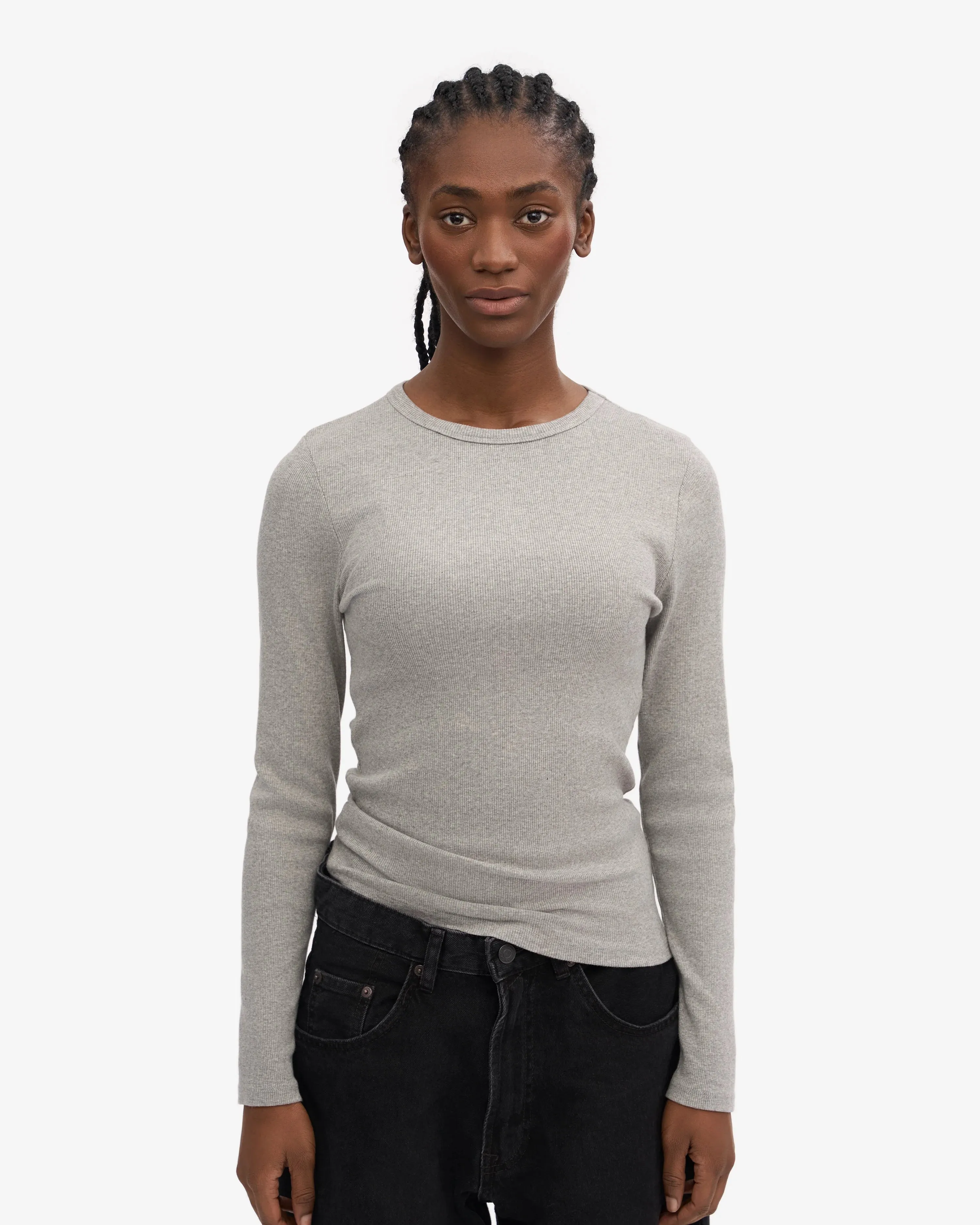 COLORFUL STANDARD - ORGANIC RIB LONG SLEEVE T-SHIRT - HEATHER GREY