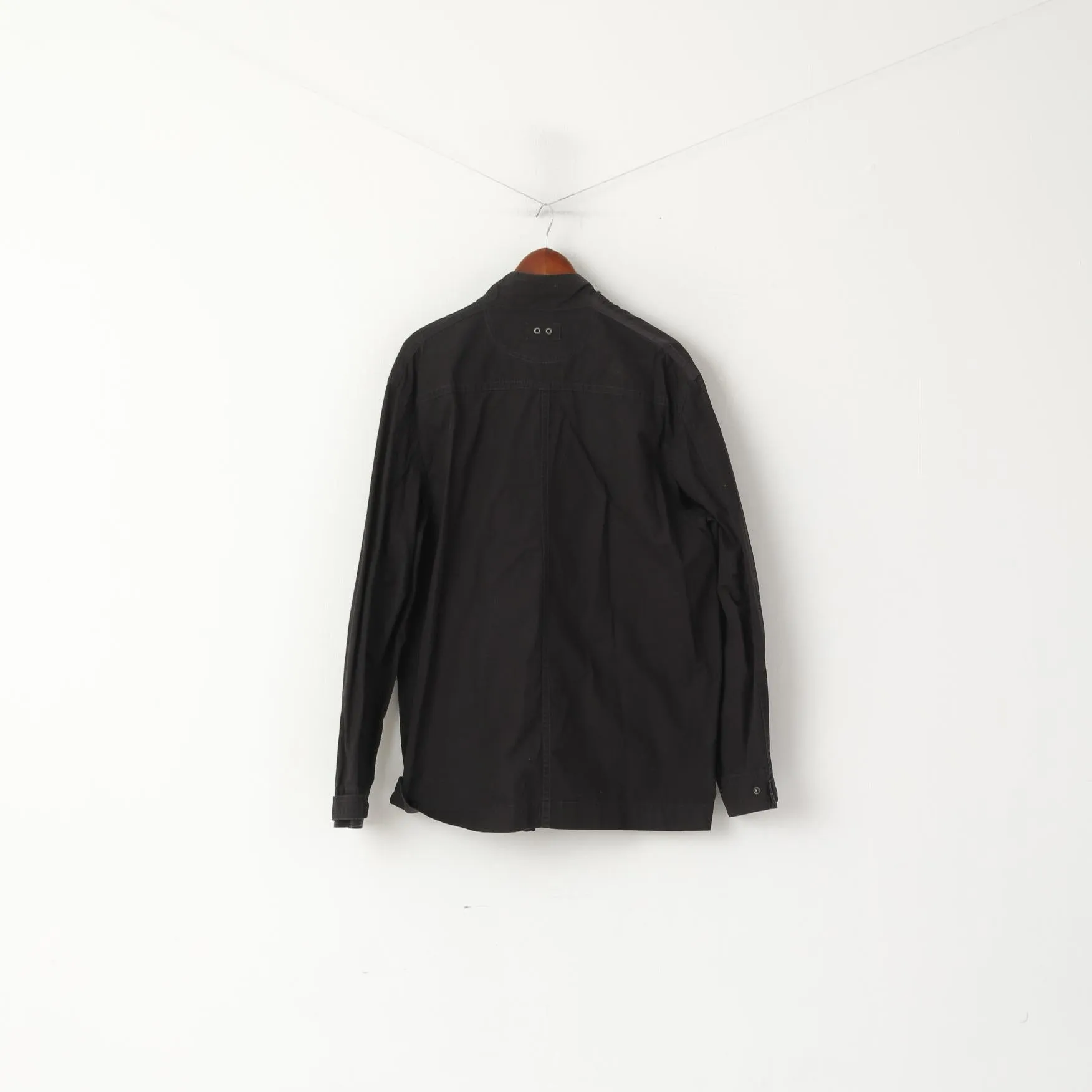 Converse Men XL Jacket Black Cotton Zip Up Pockets Skateboard Casual Lightweight Top