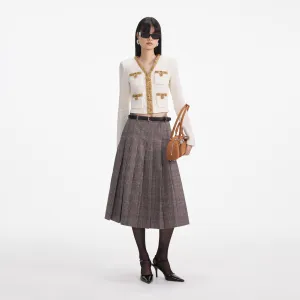 Cream Lurex Knit Cardigan Self Portrait