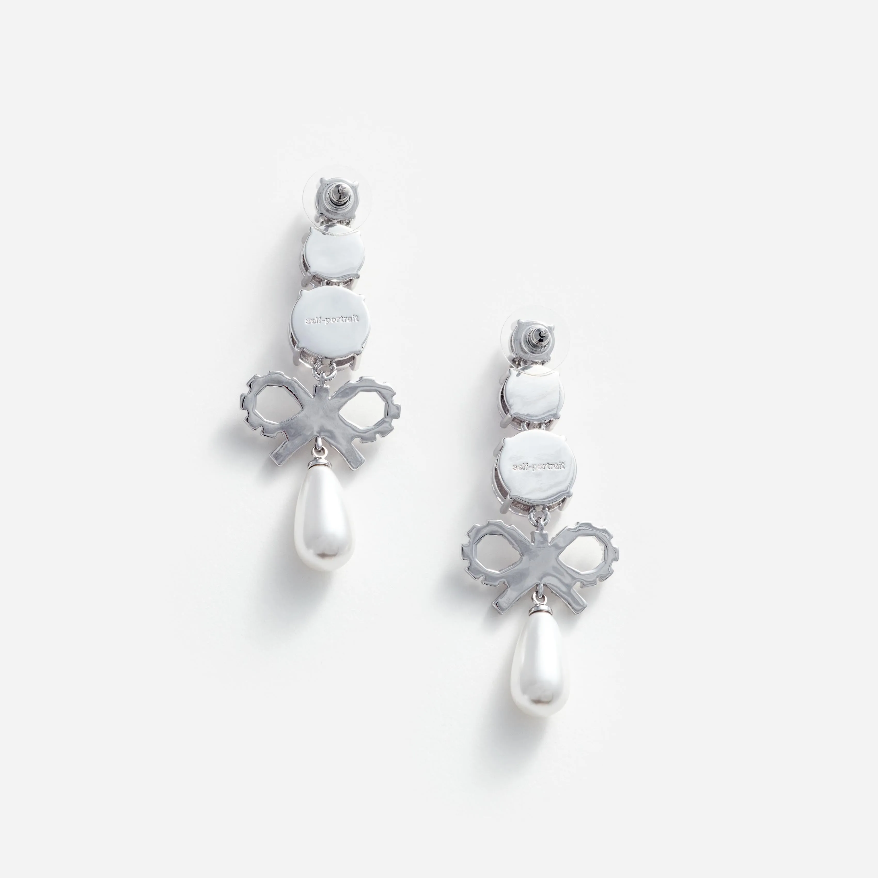 Crystal Bow Pearl Earrings Self Portrait