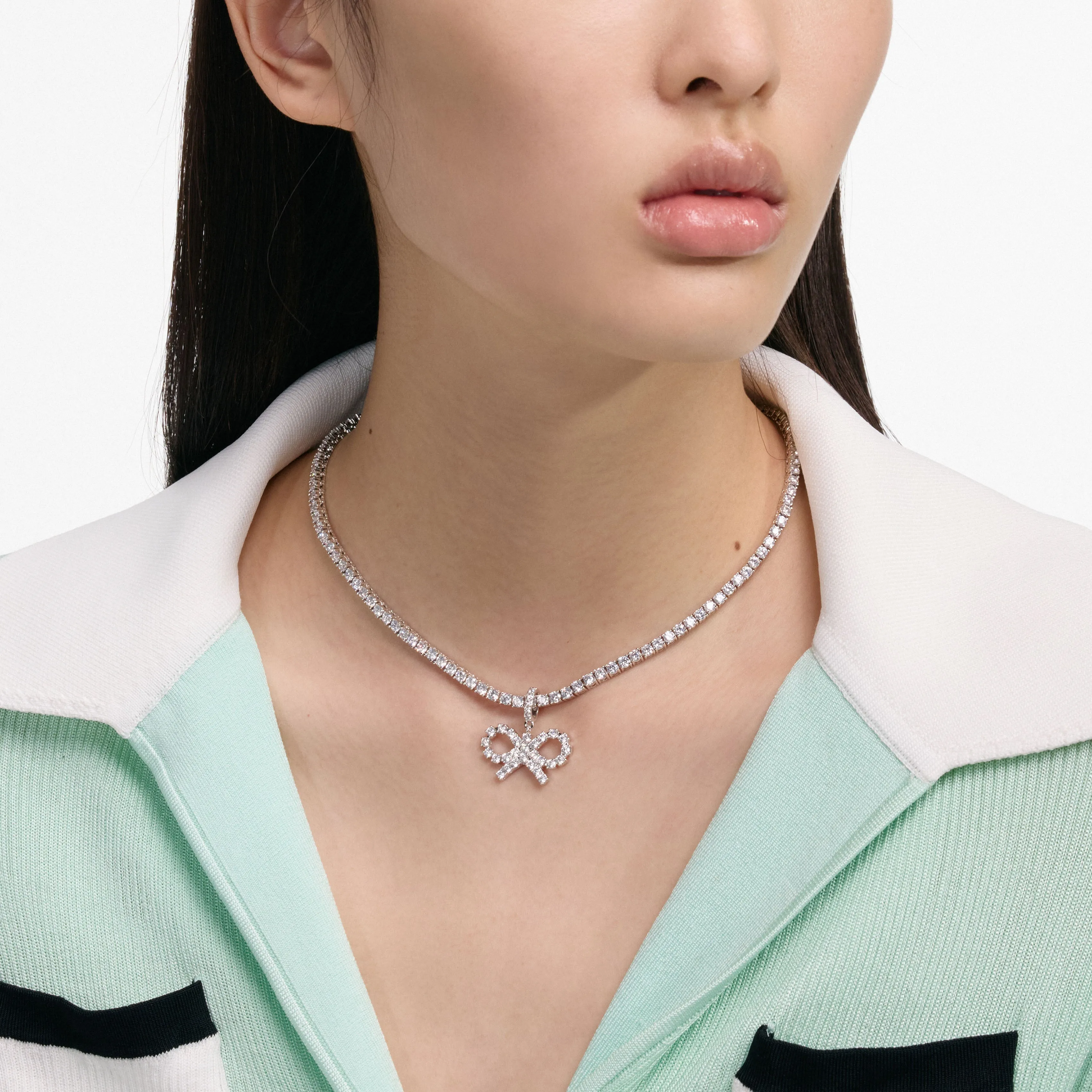 Crystal Bow Tennis Necklace Self Portrait