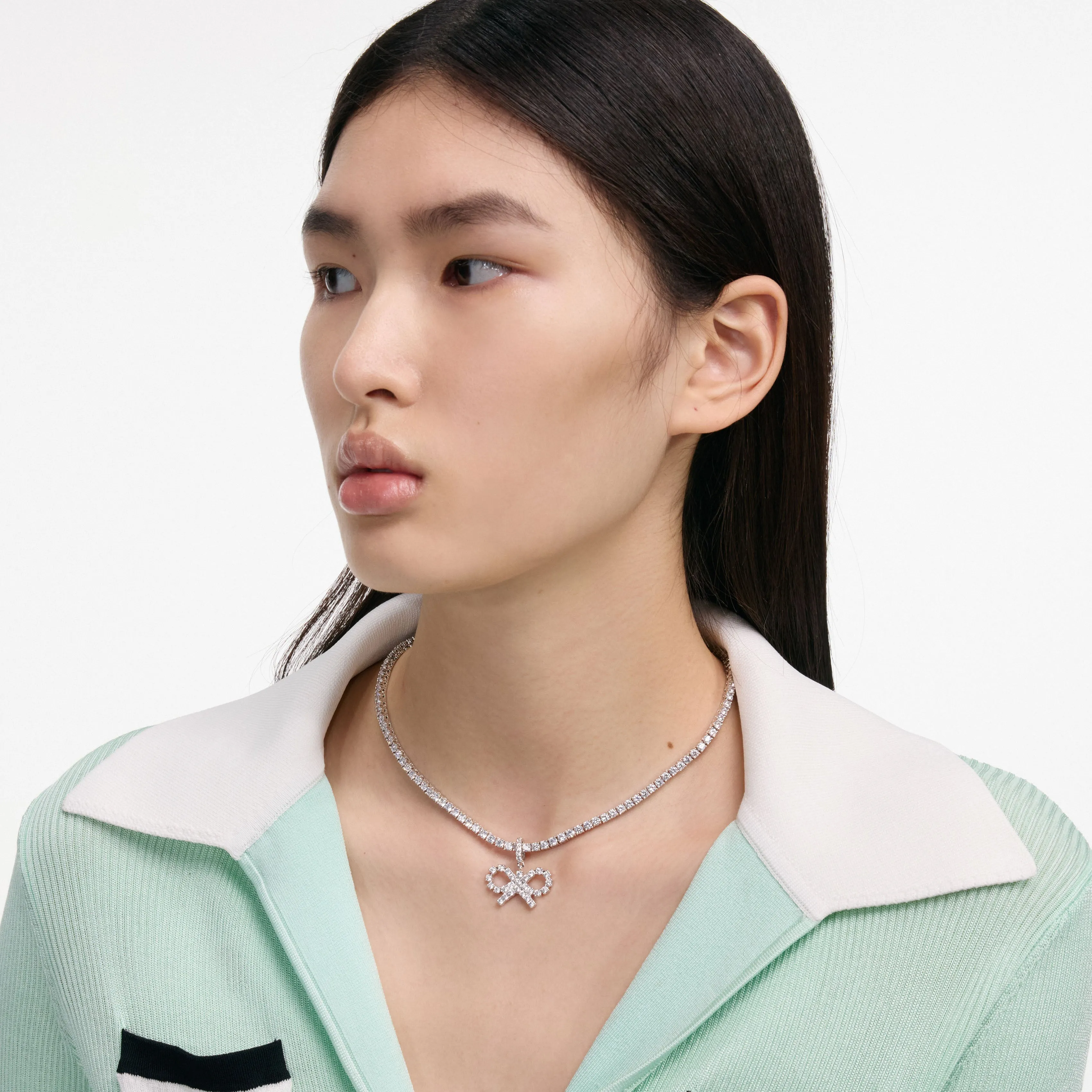 Crystal Bow Tennis Necklace Self Portrait