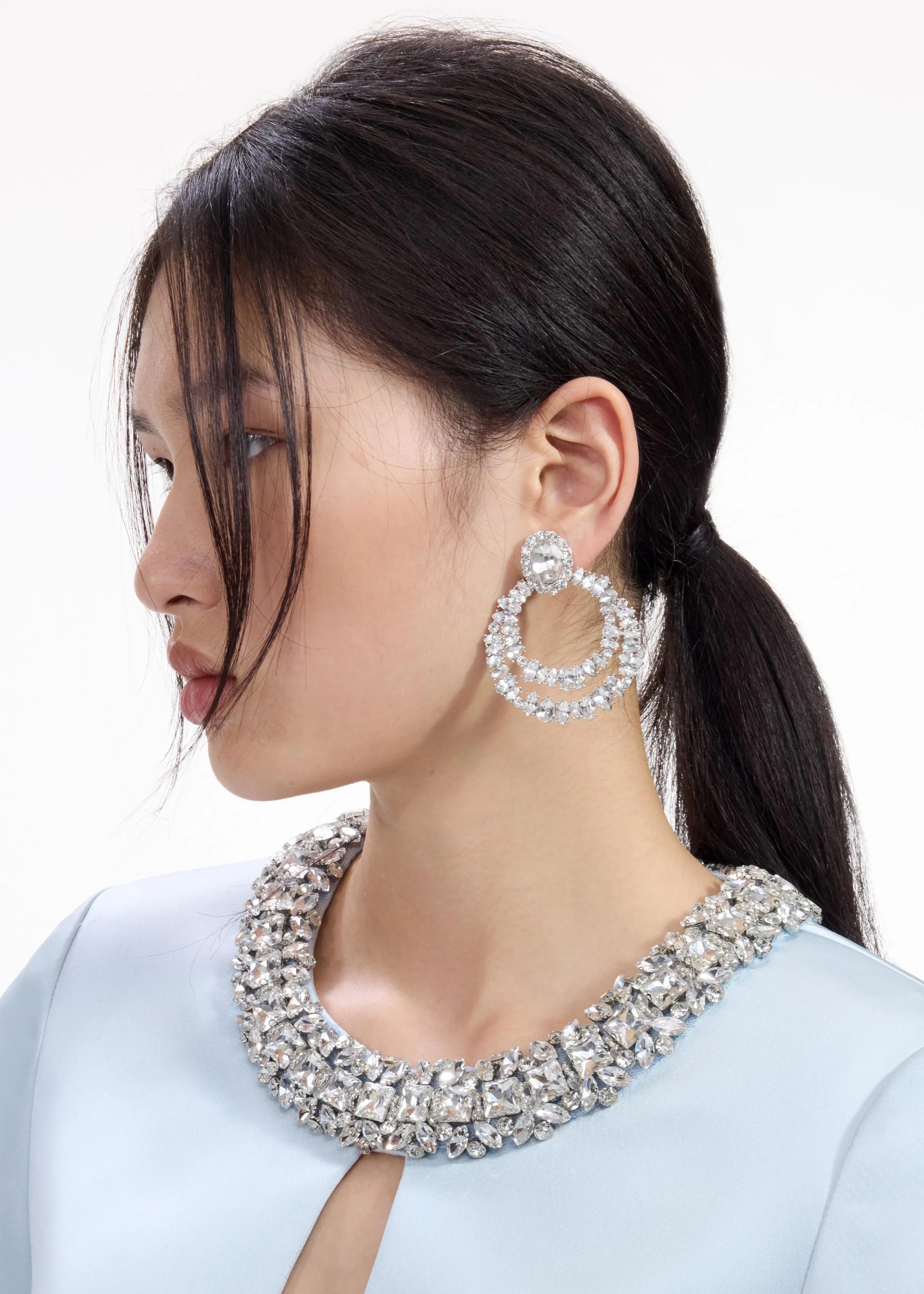 Crystal Double Hoop Earrings Self Portrait
