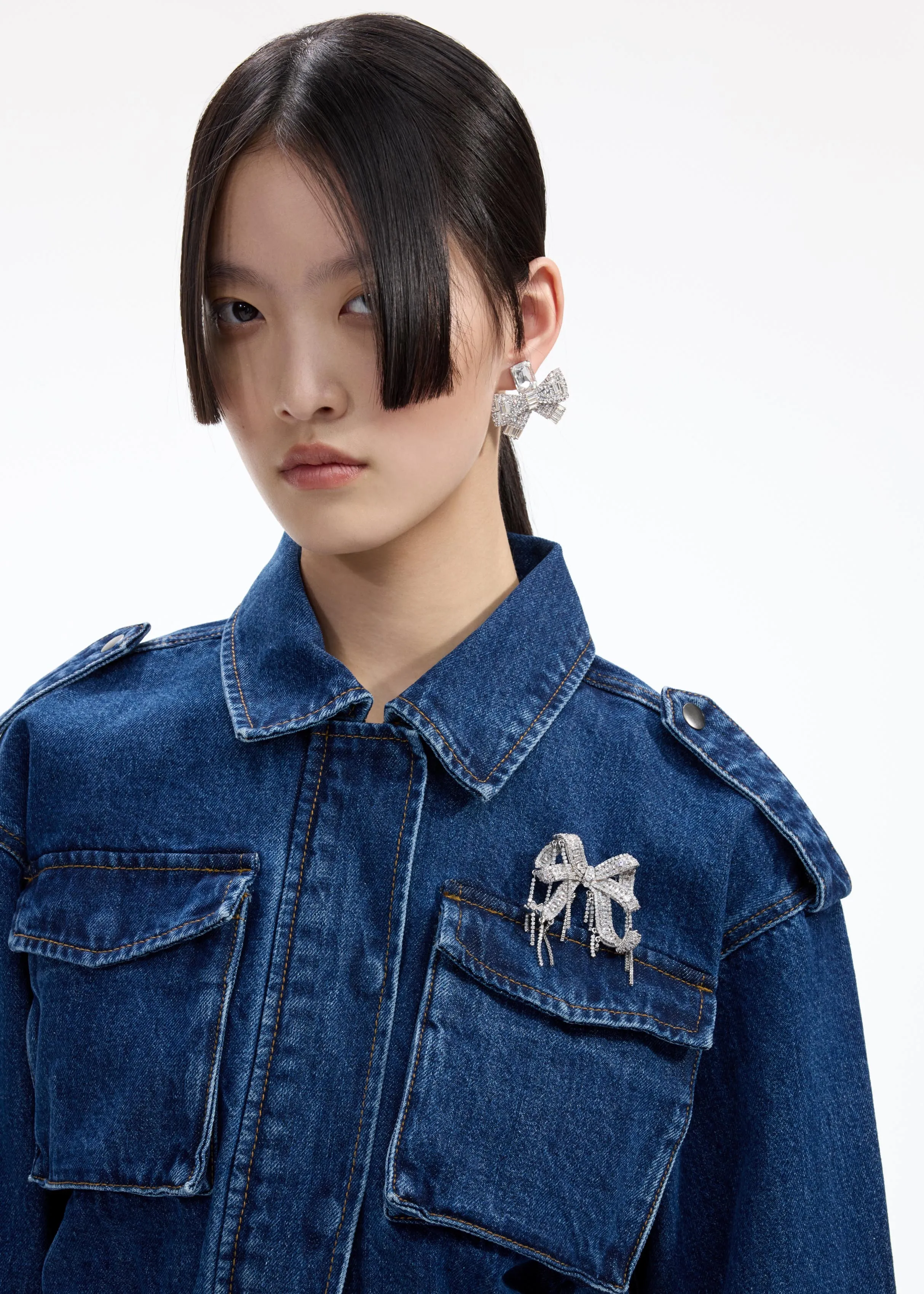 Crystal Embellished Bow Brooch Self Portrait
