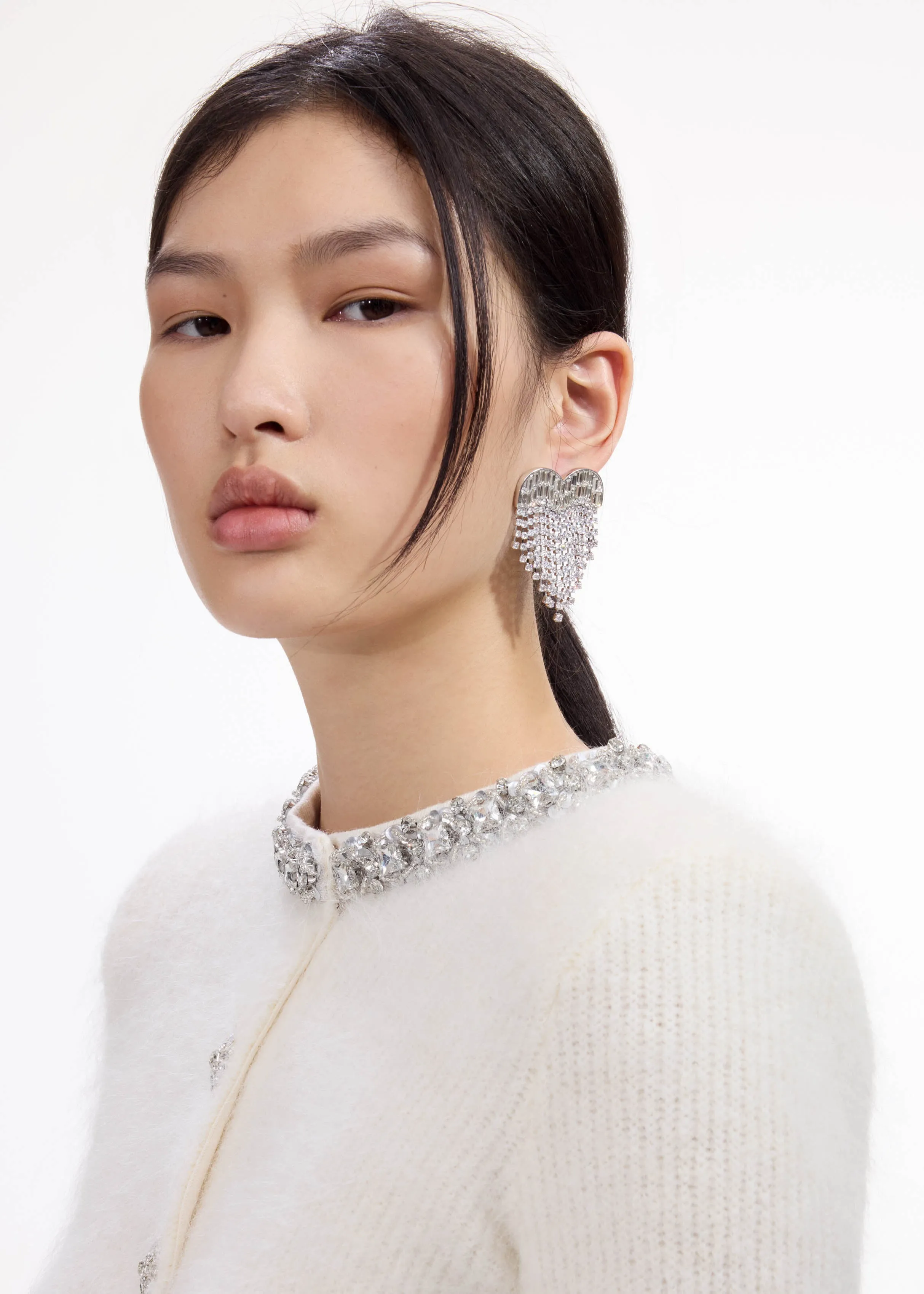 Crystal Heart Earrings Self Portrait