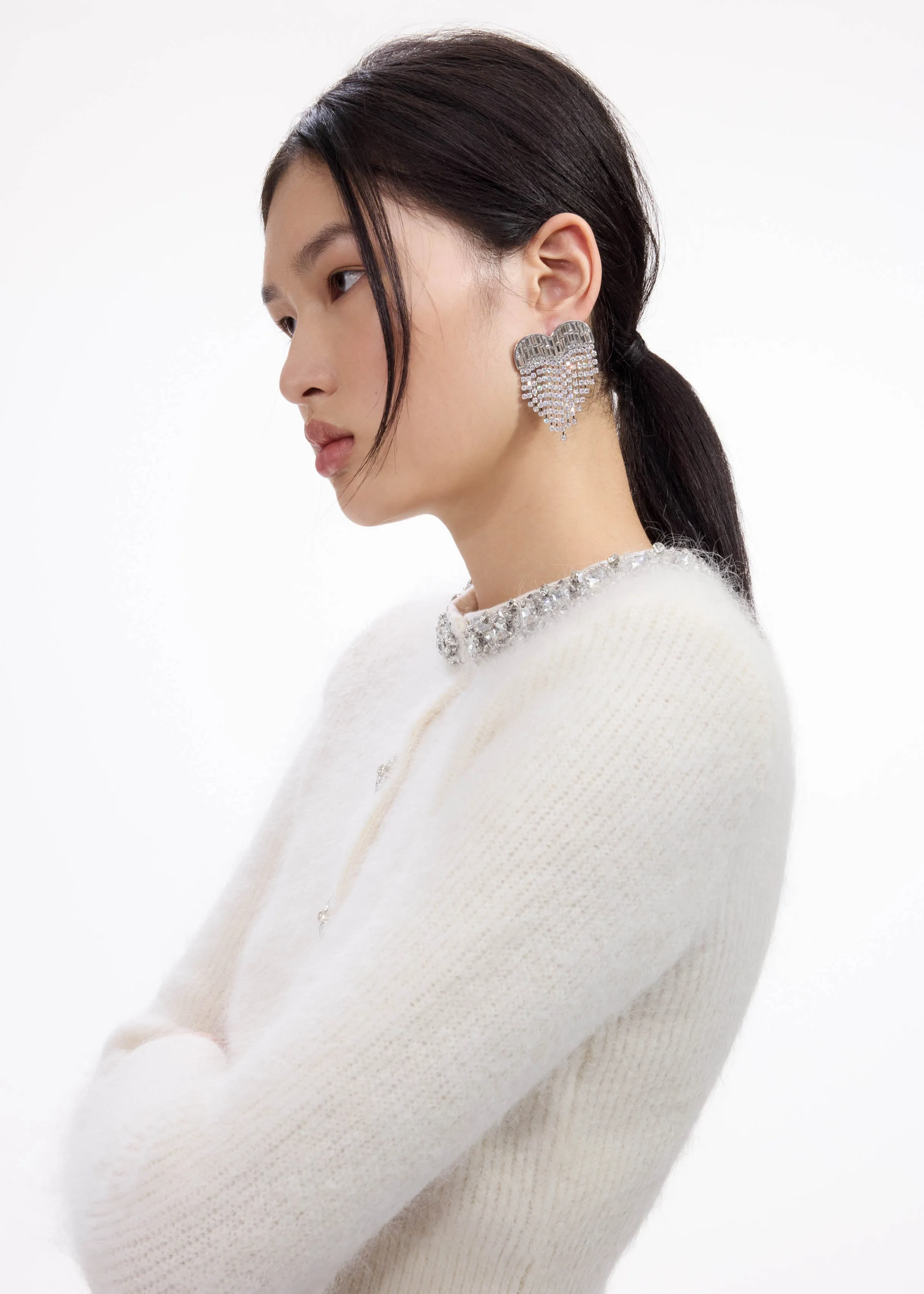 Crystal Heart Earrings Self Portrait