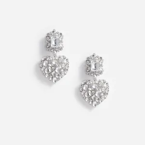 Crystal Heart Tiered Earrings Self Portrait