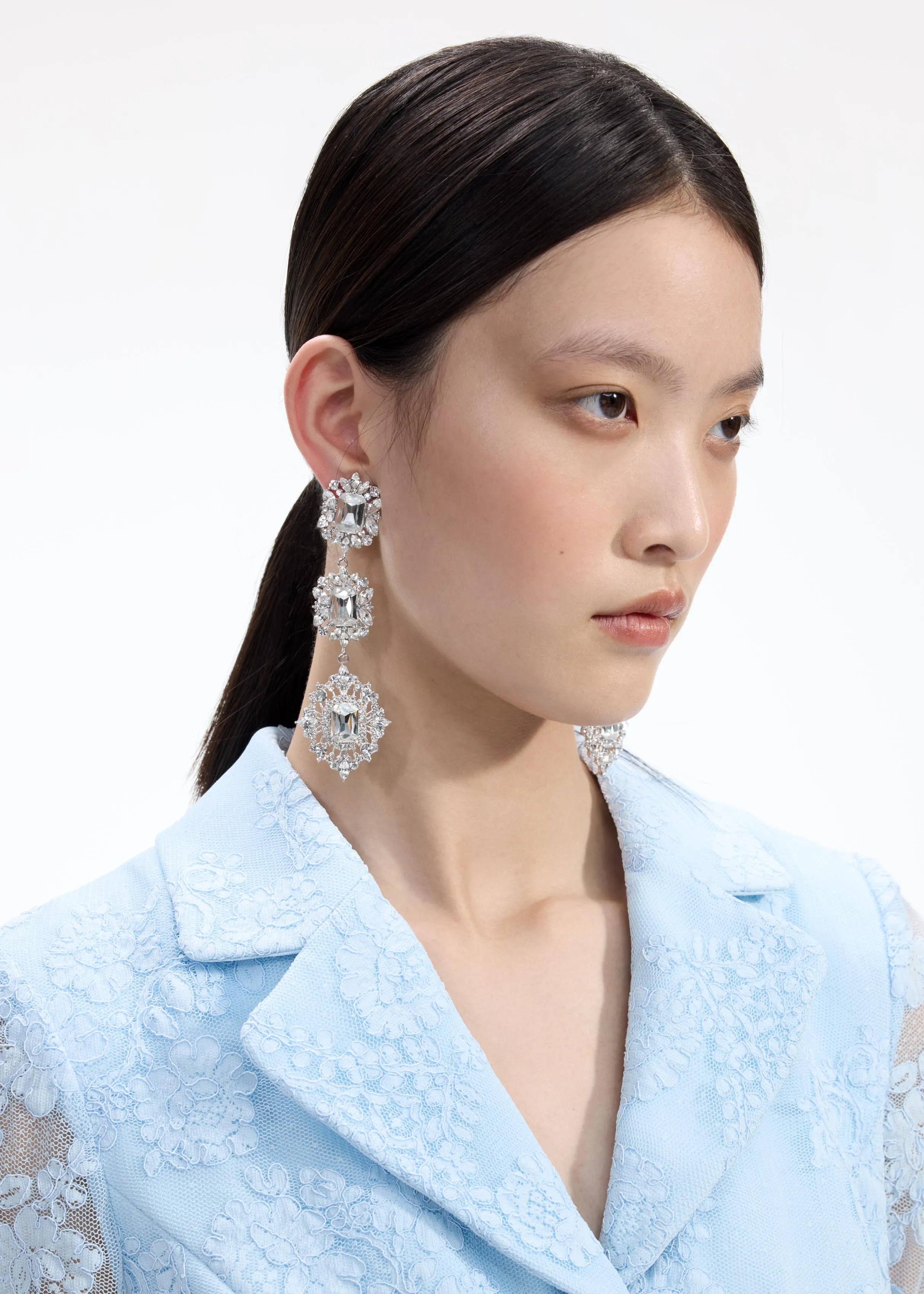 Crystal Tiered Earrings Self Portrait