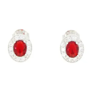 Cubic Zirconia Sterling Silver Oval Stud Earrings GVL015