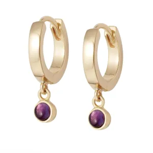 Daisy London AMETHYST HEALING HUGGIE HOOPS HE3002_GP
