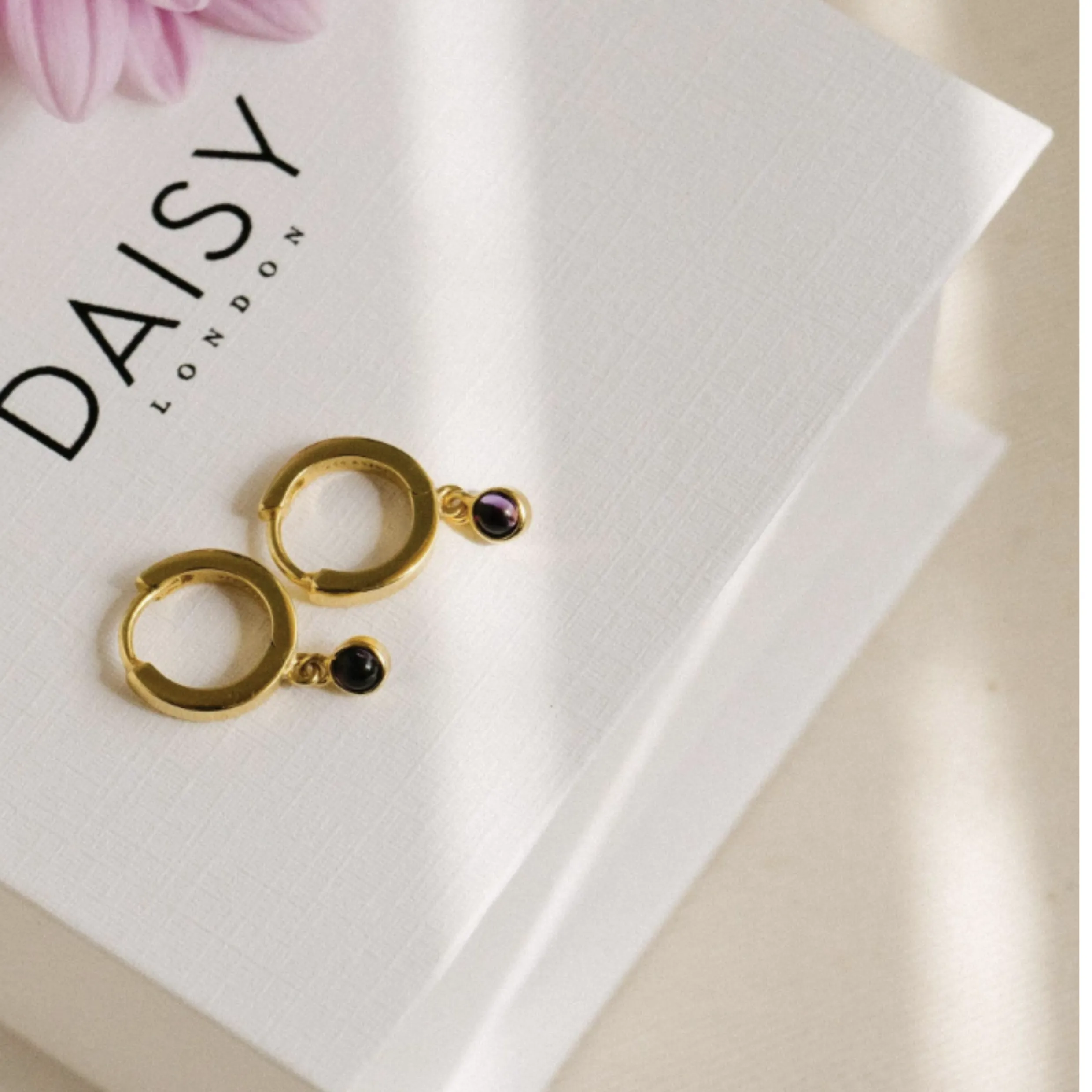 Daisy London AMETHYST HEALING HUGGIE HOOPS HE3002_GP