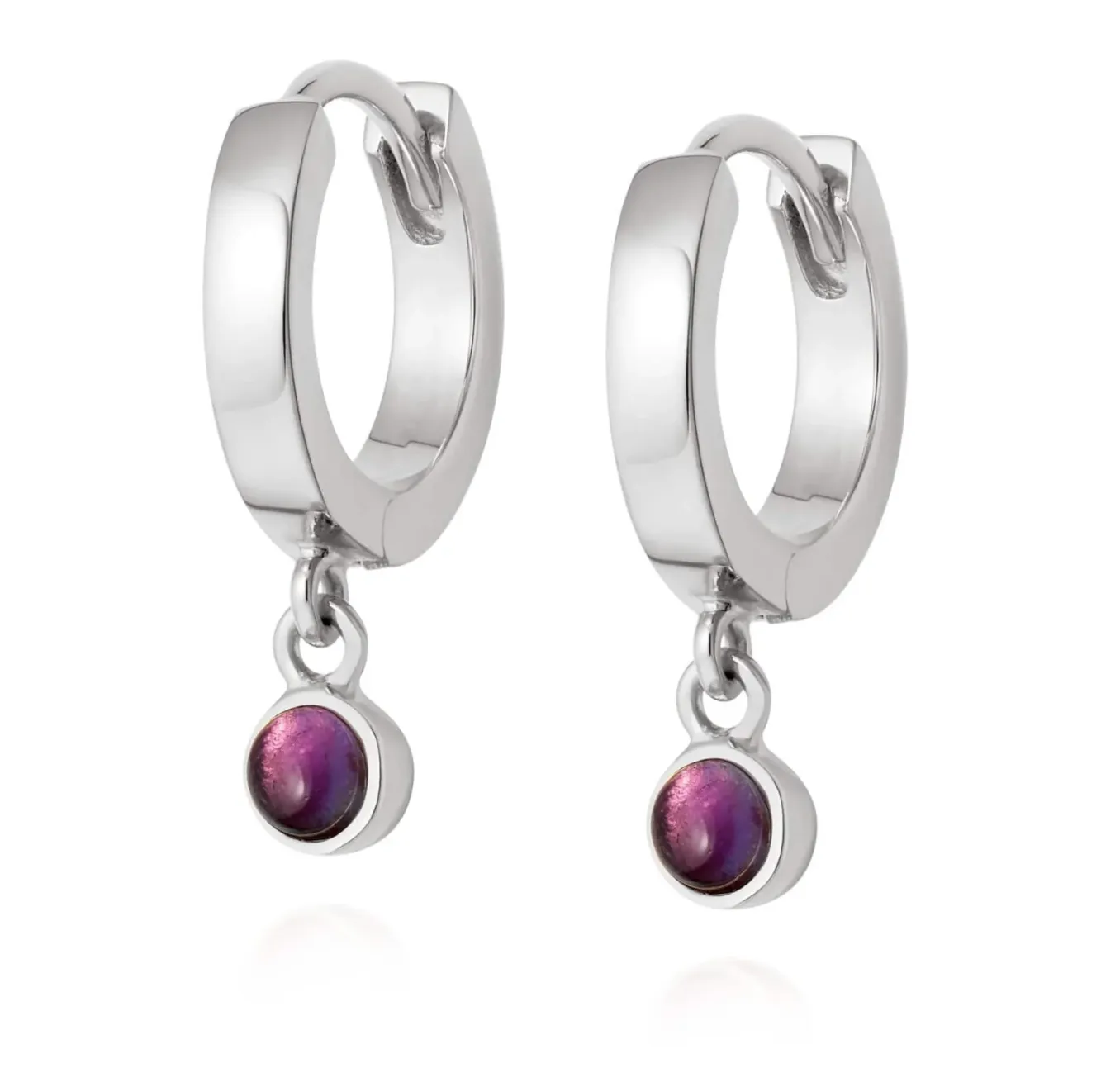Daisy London Amethyst Healing Huggie Hoops Sterling Silver HE3002