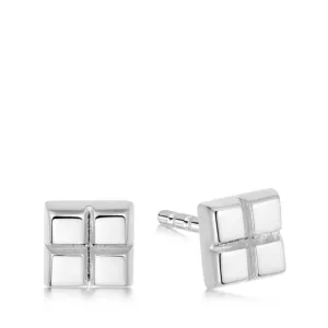 Daisy London CUBE STUD EARRINGS Sterling Silver ST05_SLV