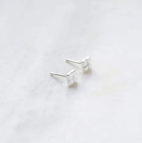 Daisy London CUBE STUD EARRINGS Sterling Silver ST05_SLV