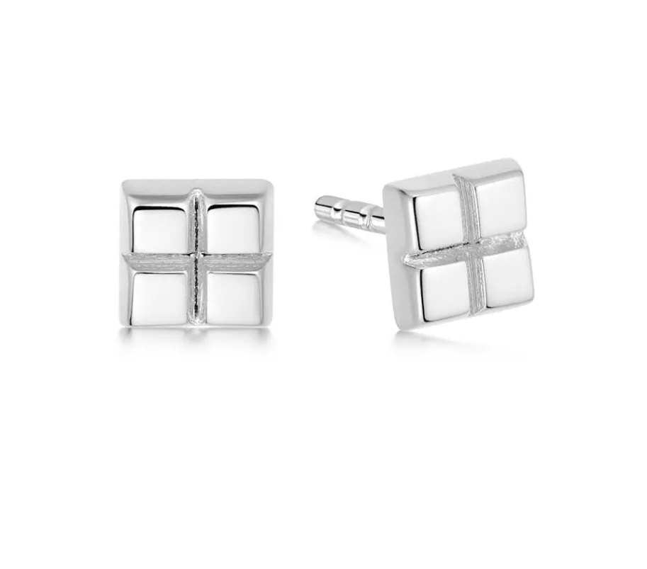 Daisy London CUBE STUD EARRINGS Sterling Silver ST05_SLV