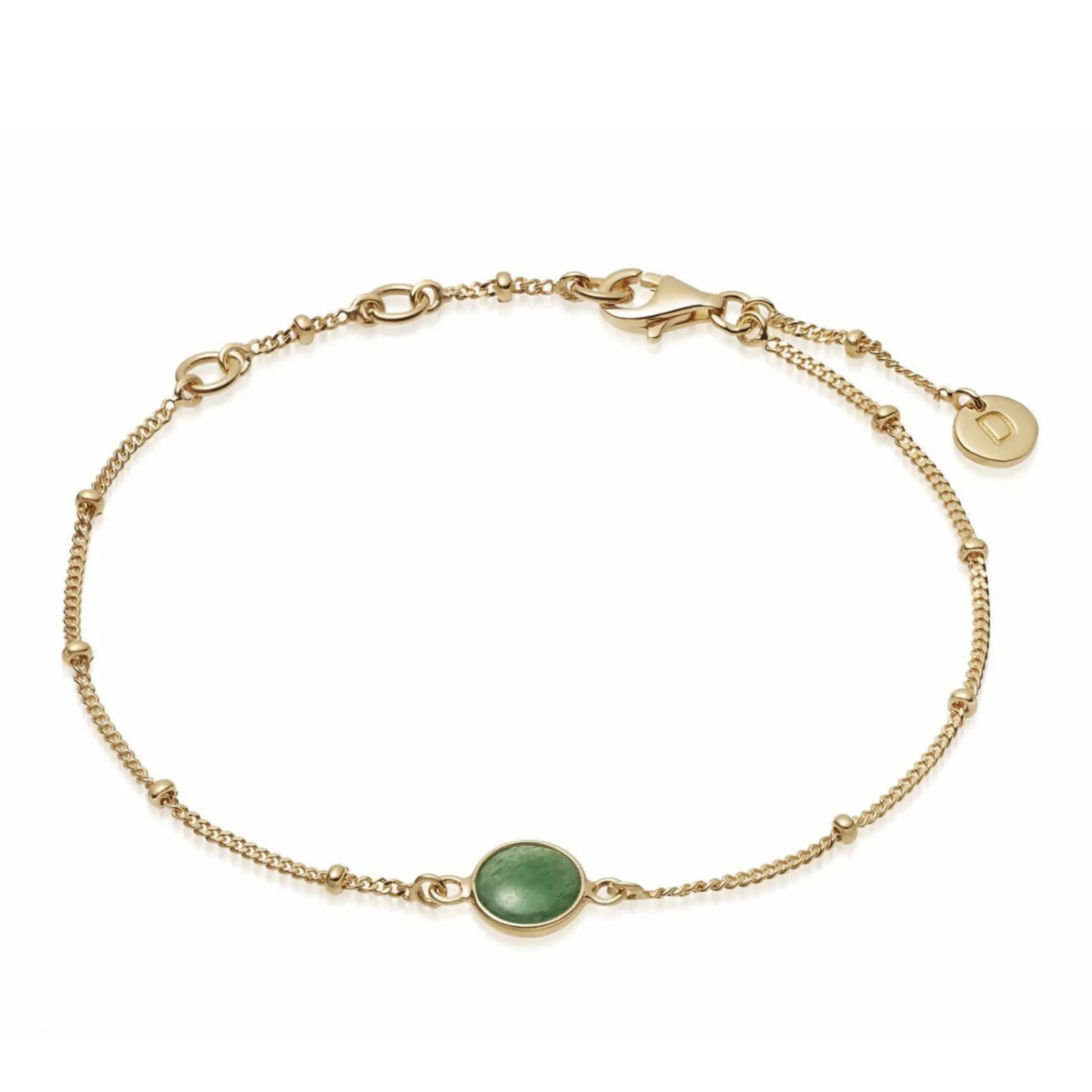 Daisy London Green Aventurine Healing Stone Bobble Bracelet 18Ct Gold Plate HBR1001_GP