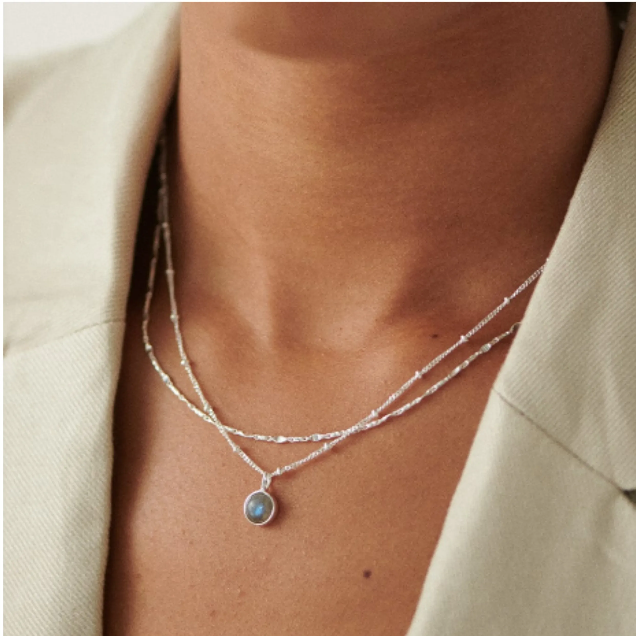 Daisy London LABRADORITE HEALING STONE NECKLACE STERLING SILVER HN1007_SLV