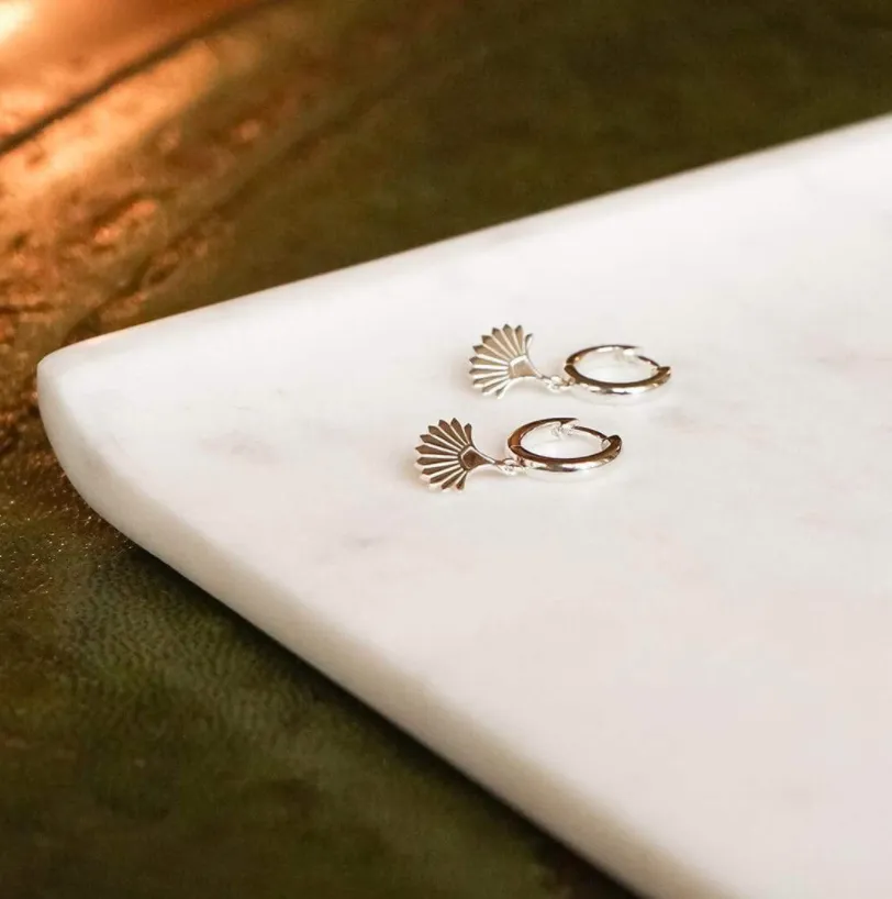 Daisy London Palm Fan Drop Earrings Sterling Silver WE08_SLV