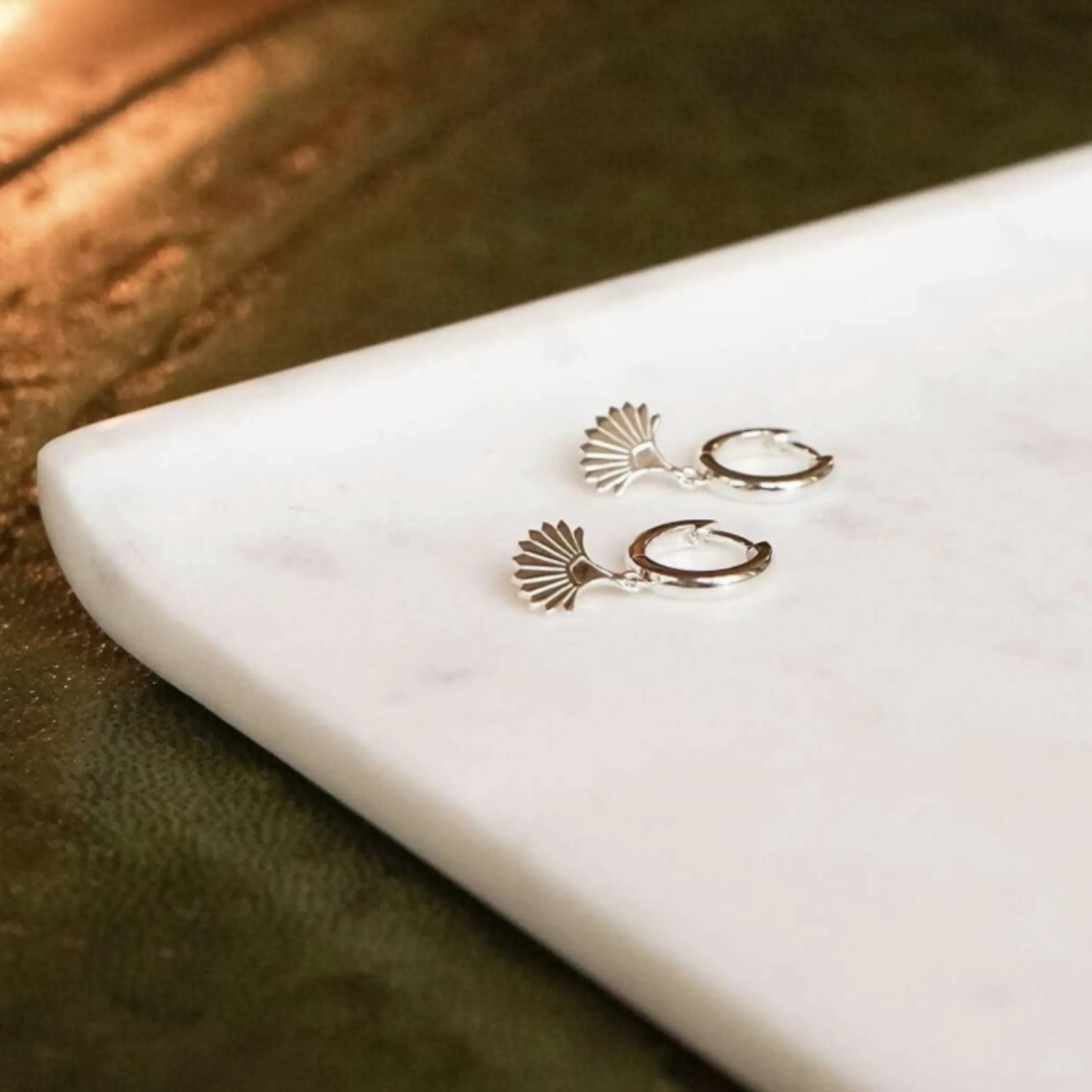 Daisy London Palm Fan Drop Earrings Sterling Silver WE08_SLV
