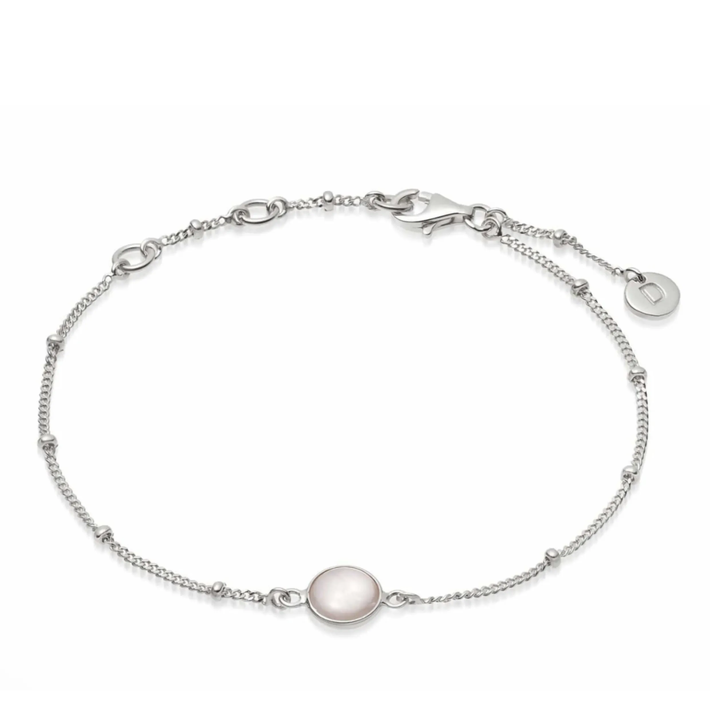 Daisy London Rose Quartz Healing Stone Bobble Bracelet Silver HBR1005_SLV