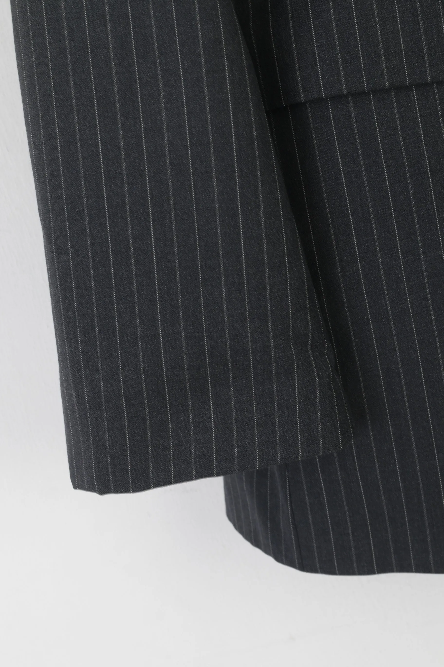 DAKS London Men 54 44 Blazer Gray Wool Striped Vintage Single Breasted Jacket