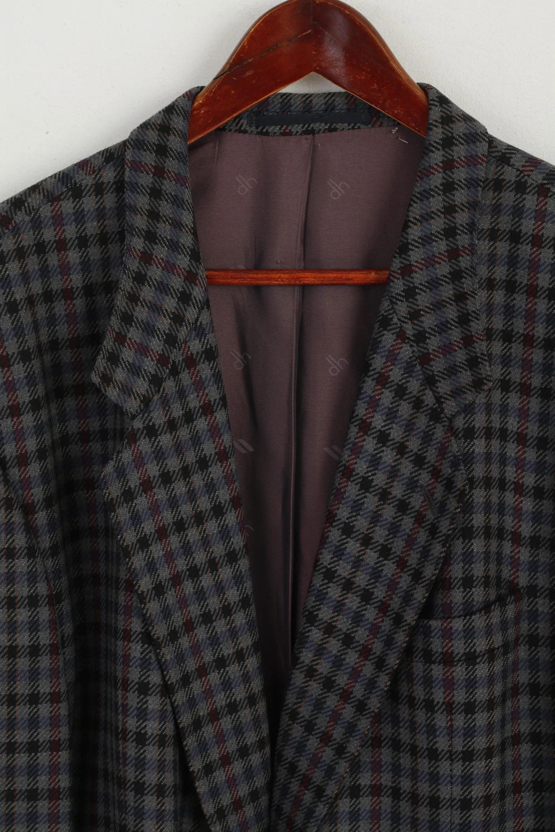 Daniel Hechter Paris Men 48 Blazer Multi Check Wool Cashmere Blend Vintage Jacket