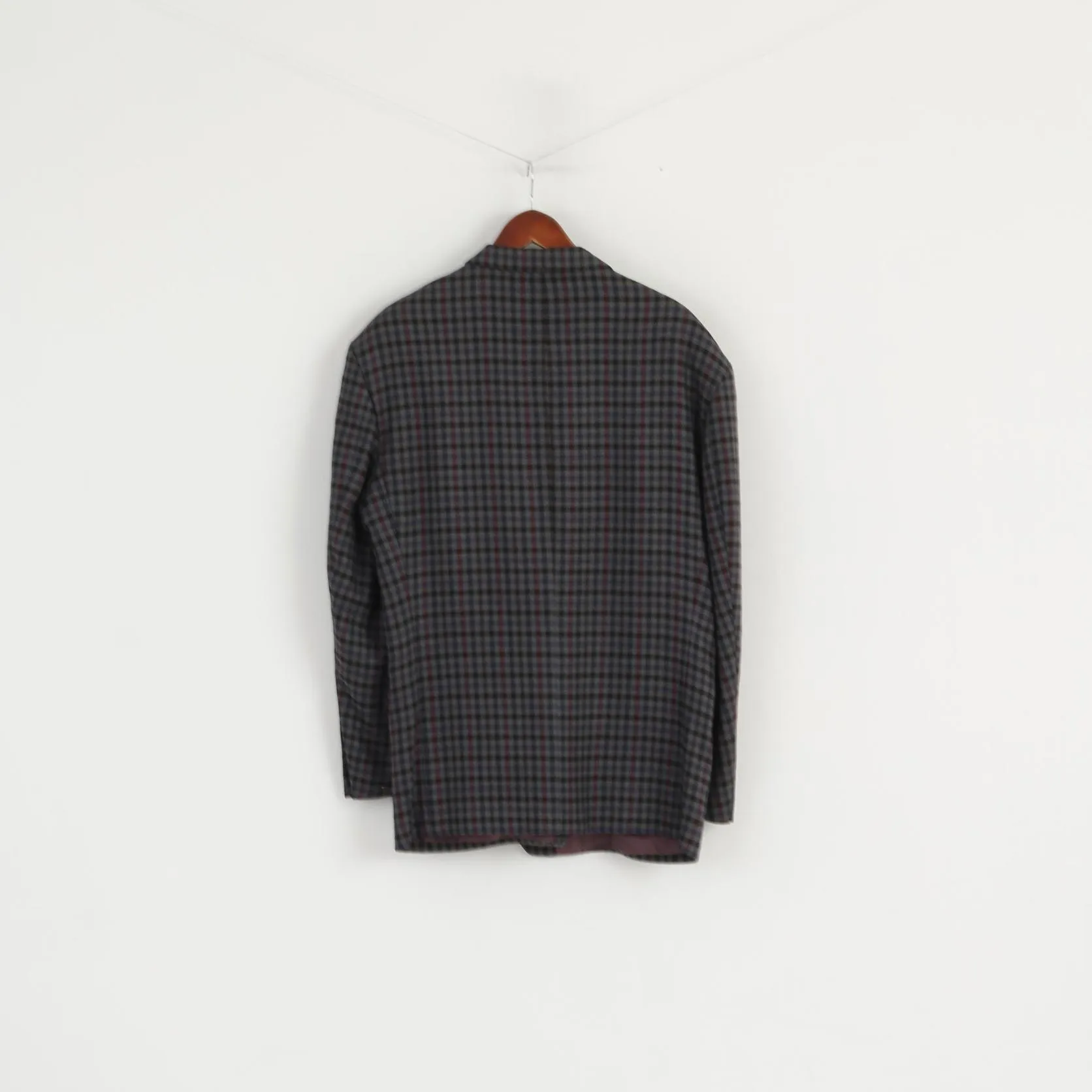 Daniel Hechter Paris Men 48 Blazer Multi Check Wool Cashmere Blend Vintage Jacket