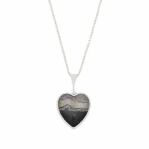 Derbyshire Blue John and Jet Heart Pendant And Chain
