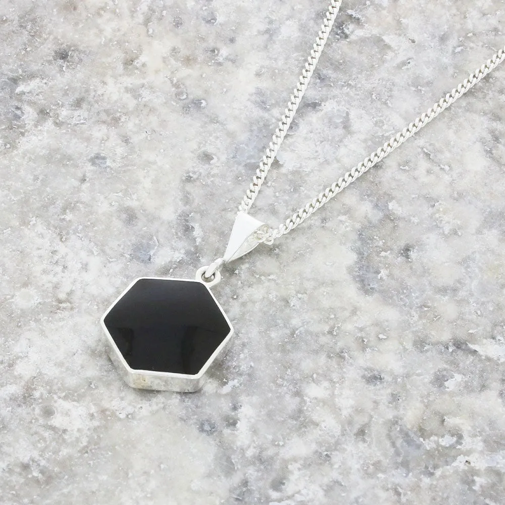 Derbyshire Blue John and Jet Small Sterling Silver Pendant and Chain