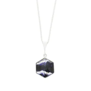 Derbyshire Blue John and Jet Small Sterling Silver Pendant and Chain