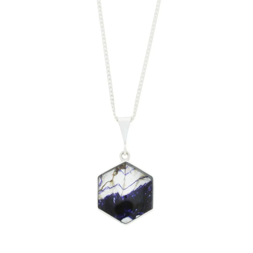 Derbyshire Blue John and Turquoise Small Sterling Silver Pendant and Chain