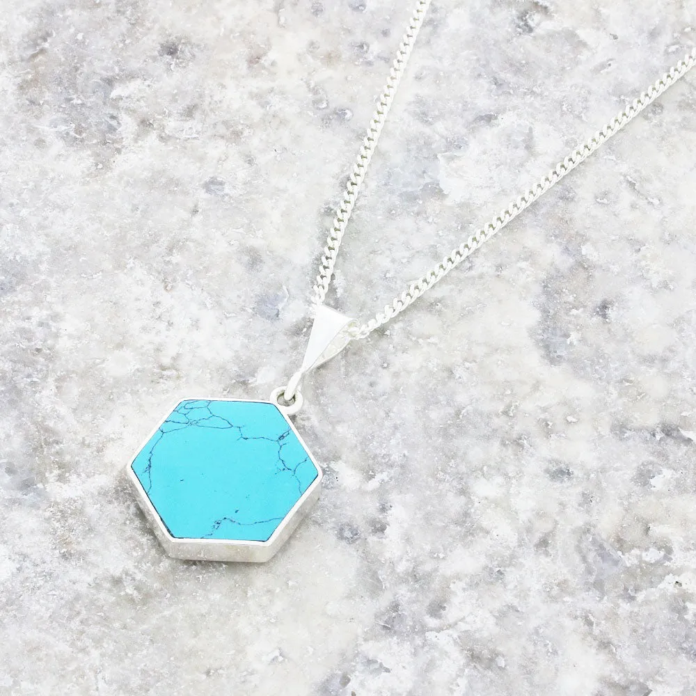 Derbyshire Blue John and Turquoise Small Sterling Silver Pendant and Chain