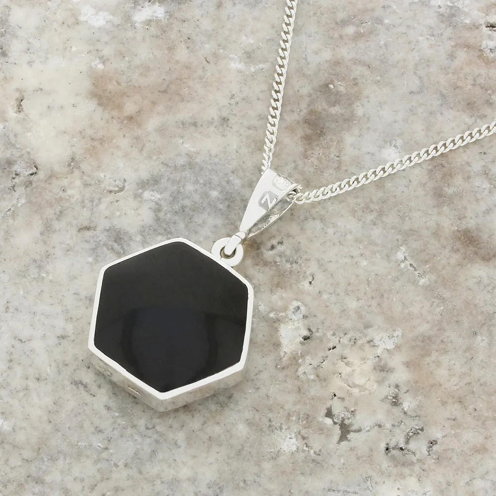Derbyshire Blue John Reversible Hexagonal Pendant And Chain