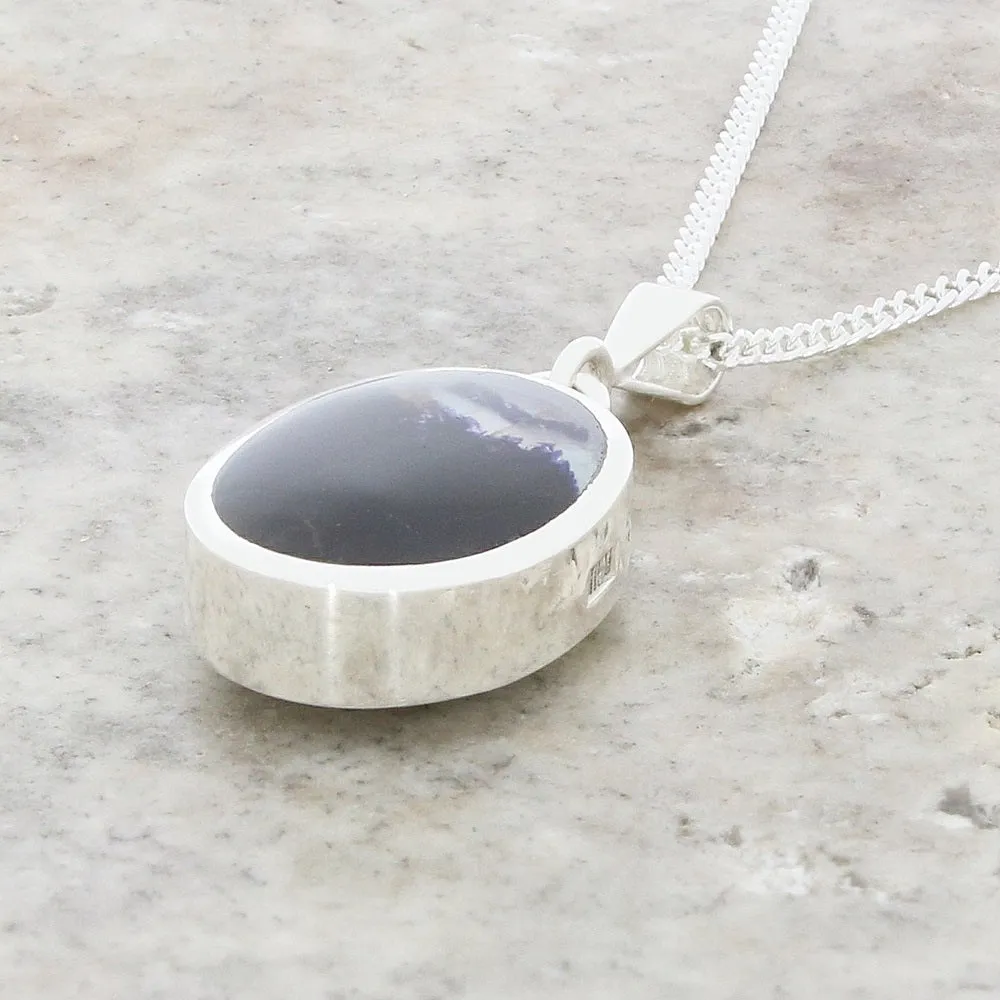 Derbyshire Blue John Small Oval Reversible Pendant and Chain