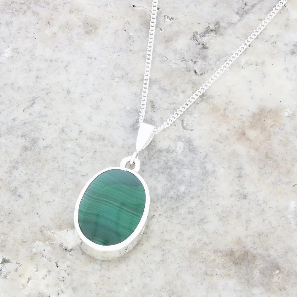 Derbyshire Blue John Small Oval Reversible Pendant and Chain