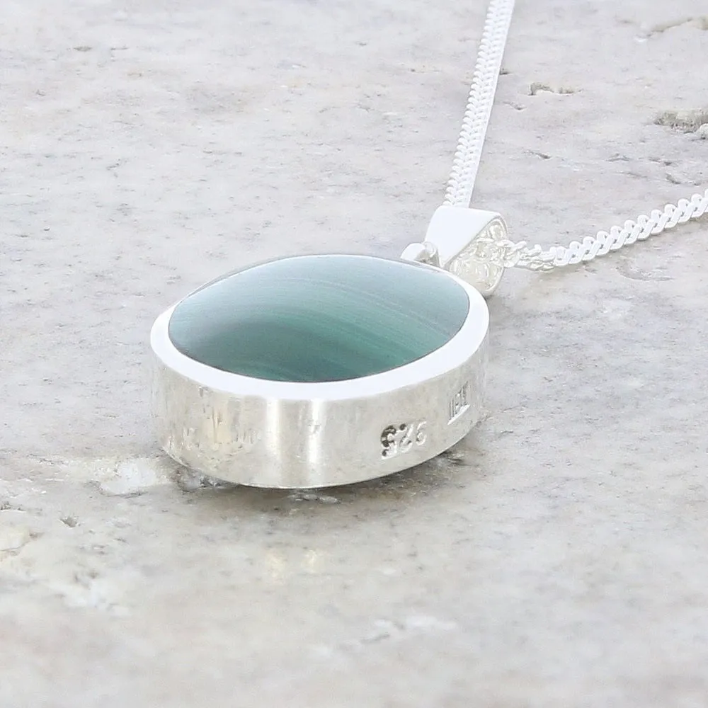 Derbyshire Blue John Small Oval Reversible Pendant and Chain