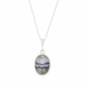 Derbyshire Blue John Small Oval Reversible Pendant and Chain