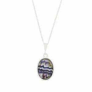 Derbyshire Blue John Small Oval Reversible Pendant and Chain