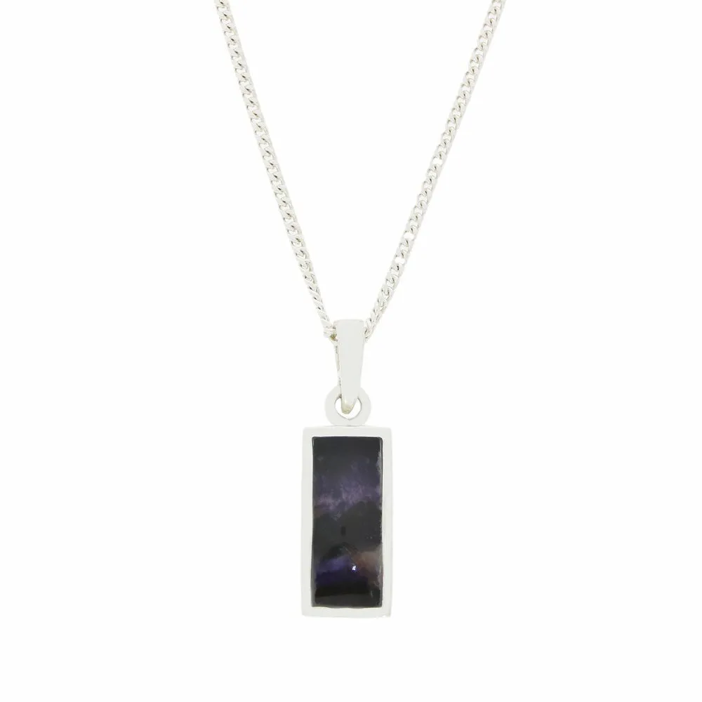 Derbyshire Blue John Small Rectangular Pendant and Chain