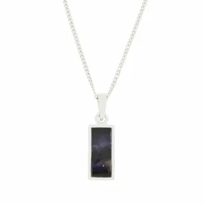 Derbyshire Blue John Small Rectangular Pendant and Chain