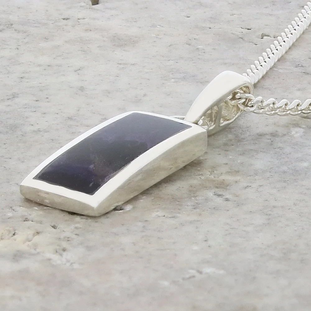 Derbyshire Blue John Small Rectangular Pendant and Chain