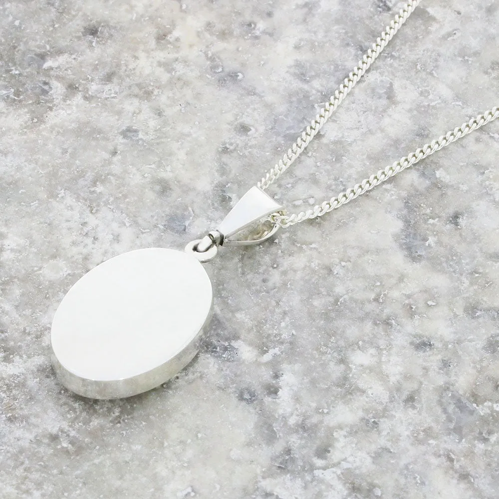 Derbyshire Blue John Sterling Silver Oval Pendant and Chain