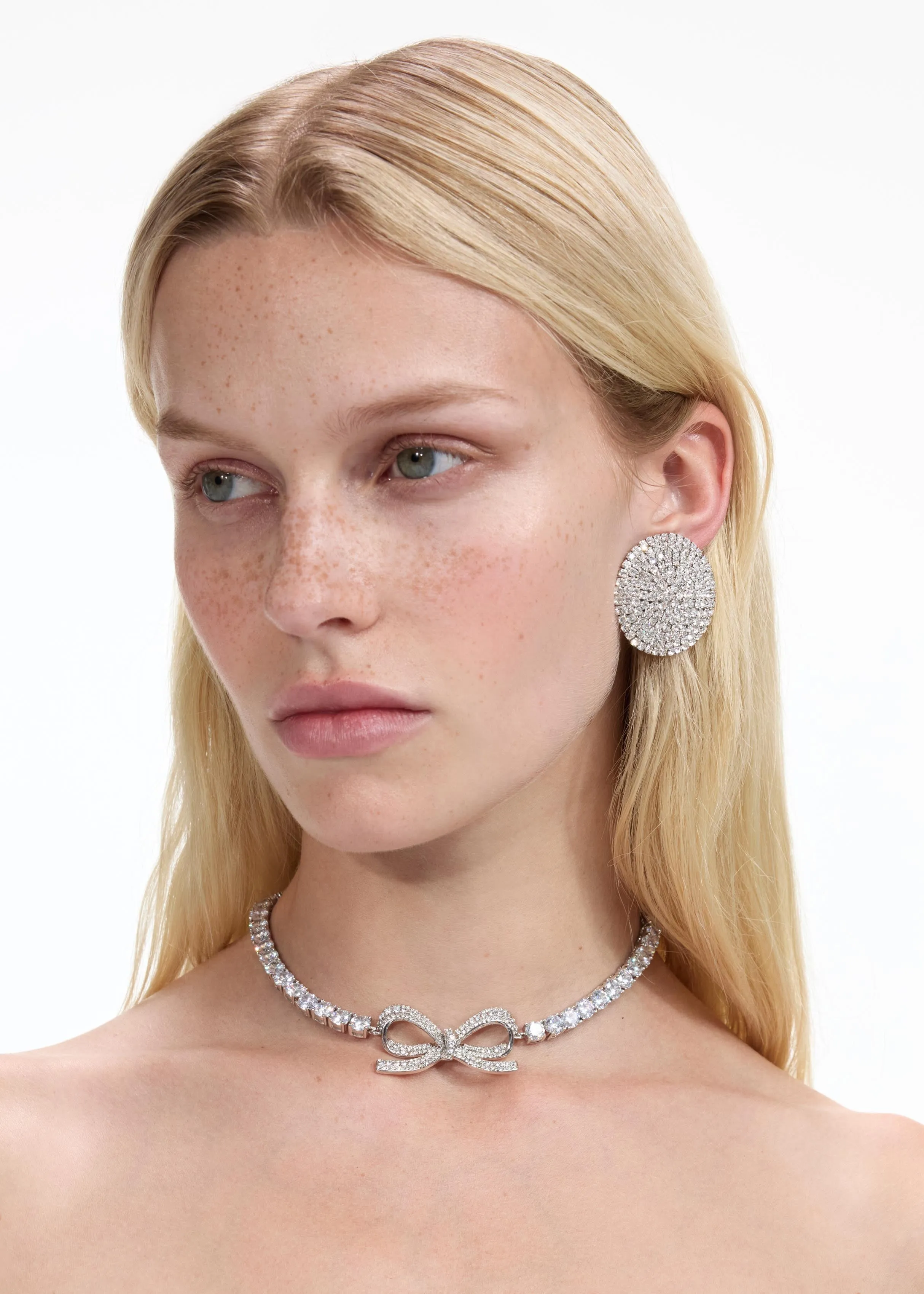 Diamante Bow Tennis Choker Self Portrait