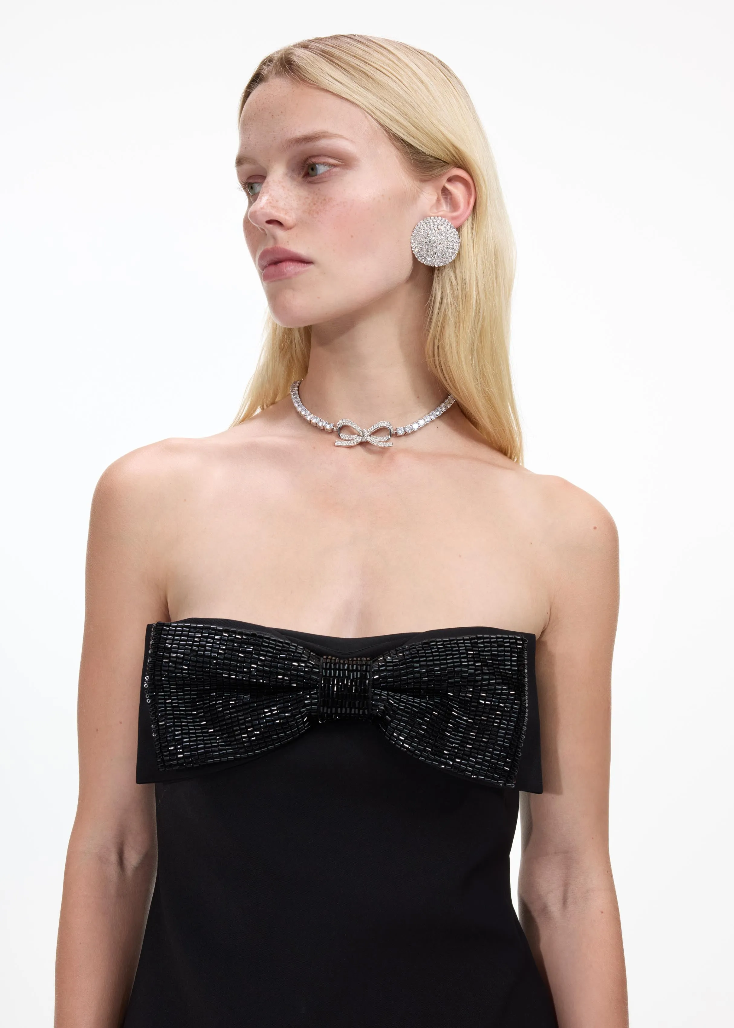 Diamante Bow Tennis Choker Self Portrait