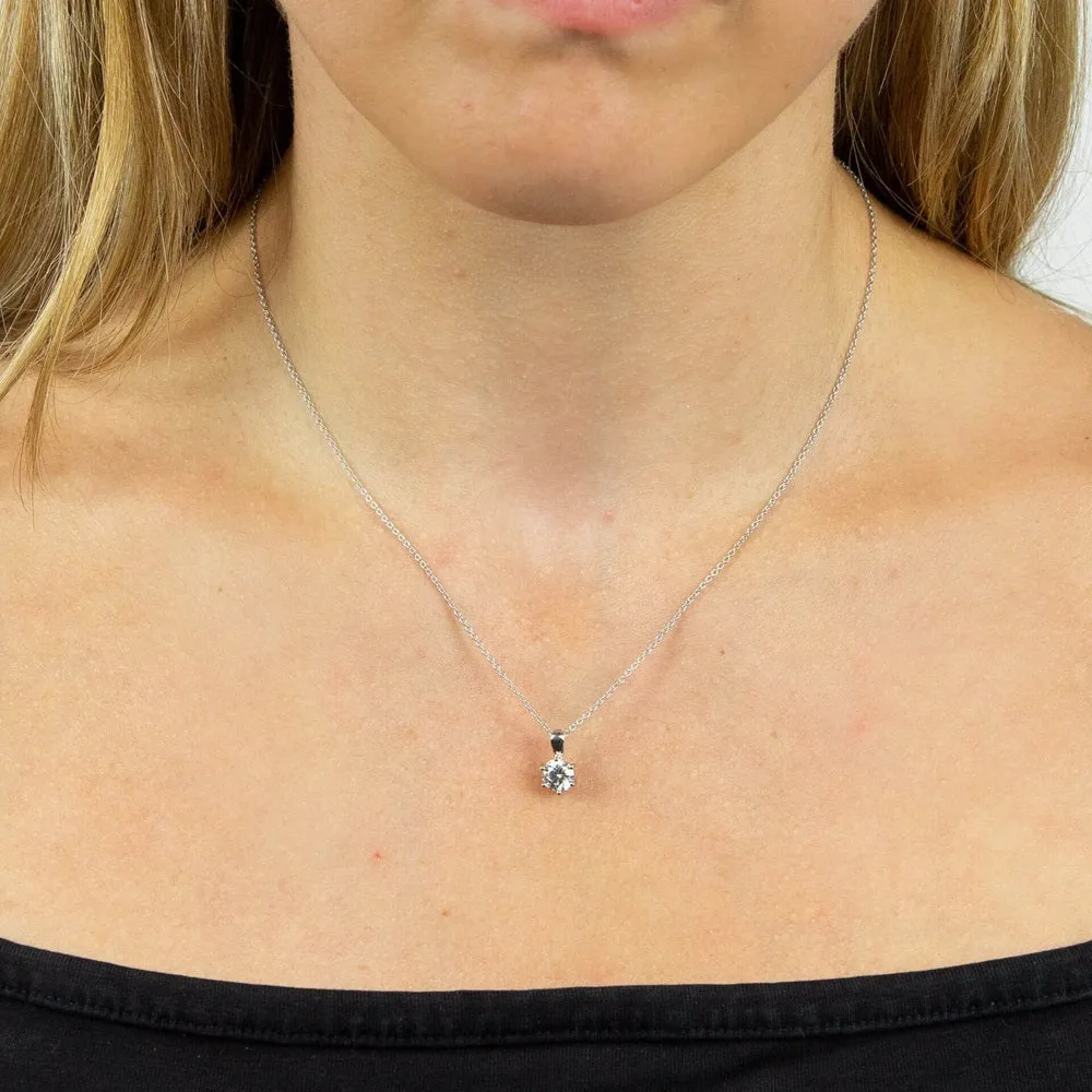 Diamonfire Sterling Silver 1ct Cubic Zirconia Solitaire Pendant and Chain P4608