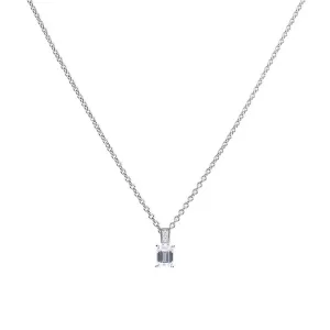 Diamonfire Sterling Silver Emerald Cut Zirconia Pendant and Chain P4784