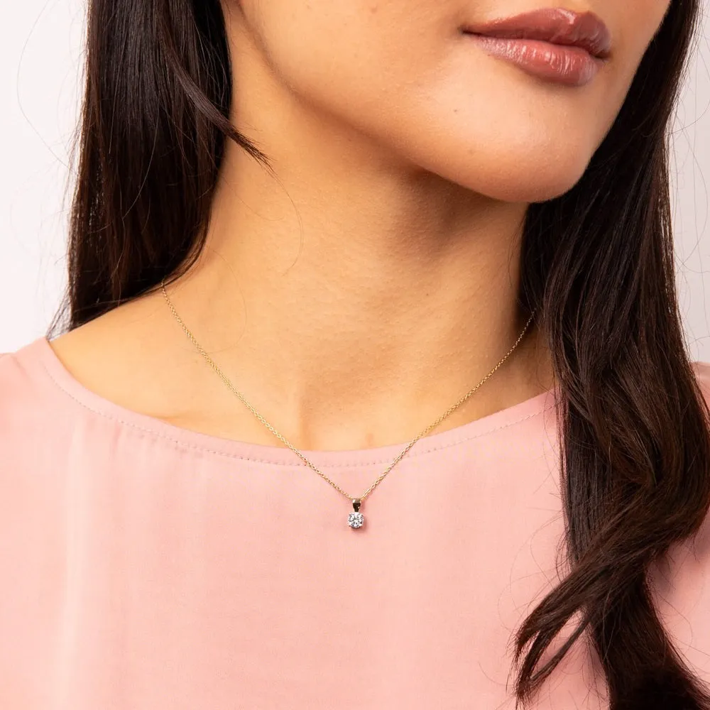 Diamonfire Sterling Silver Gold Tone 0.75ct Zirconia Pendant and Chain P5394